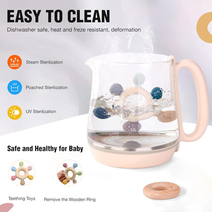Lyrovo Silicon & Wood Teether for 3+ Months Baby, BPA Free, Beige, infants