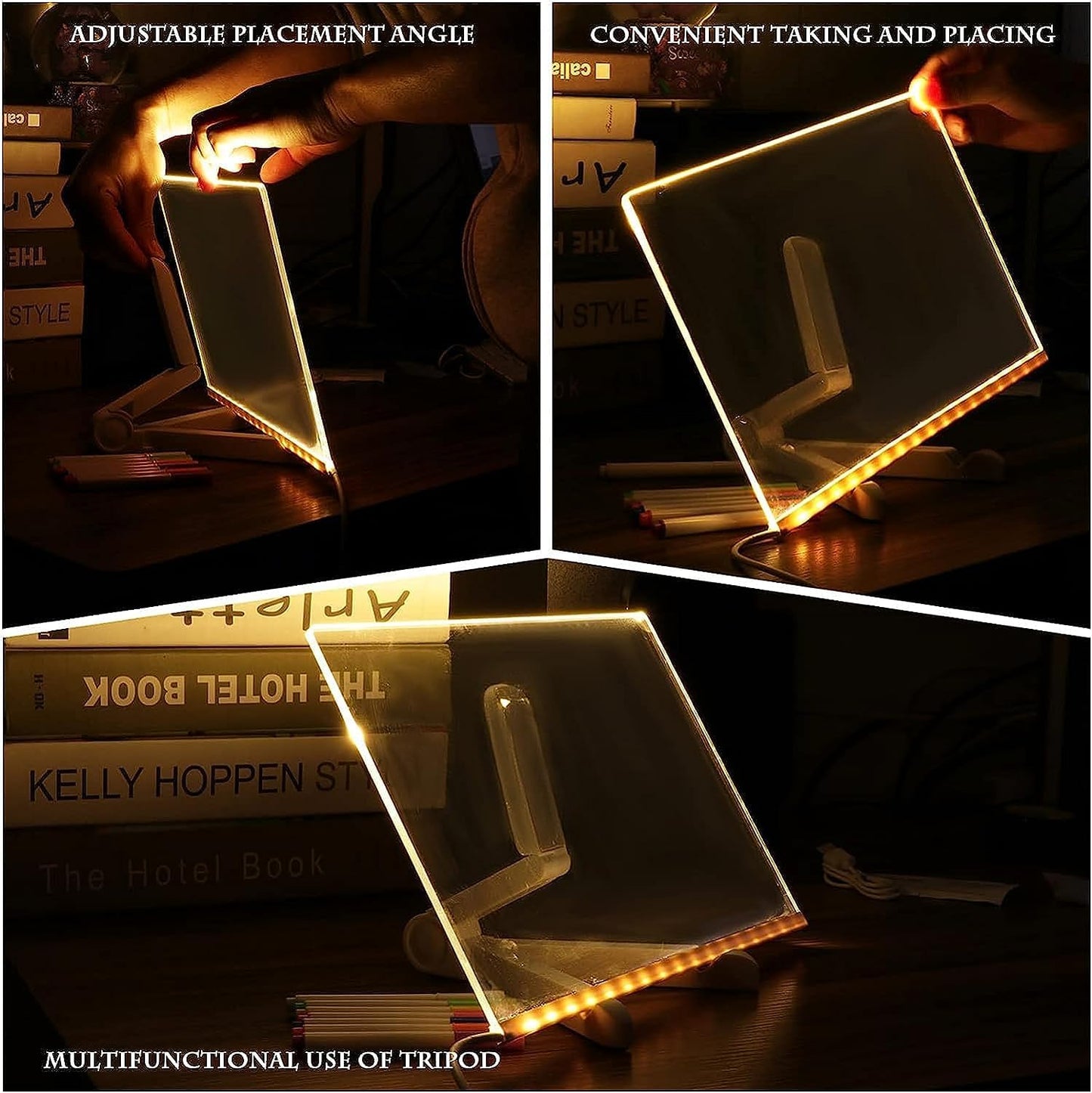 3D Acrylic Dry Erase Board with Light up Dry Erase Board with Stand