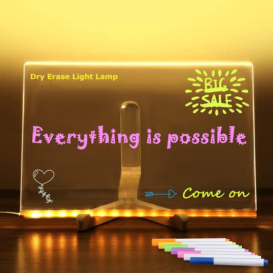 3D Acrylic Dry Erase Board with Light up Dry Erase Board with Stand